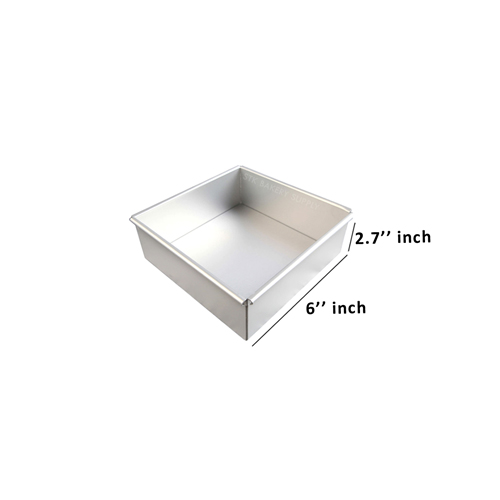 ALUMINIUM SQUARE CAKE MOLD FIXED BOTTOM 6&quot; 165x165x70mm 127-0043 (1 x 20)