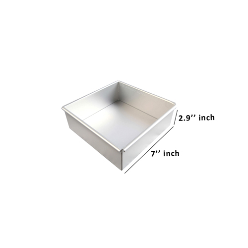 ALUMINIUM SQUARE CAKE MOLD FIXED BOTTOM 7&quot; 190x190x73mm 127-0044 (1 x 20)