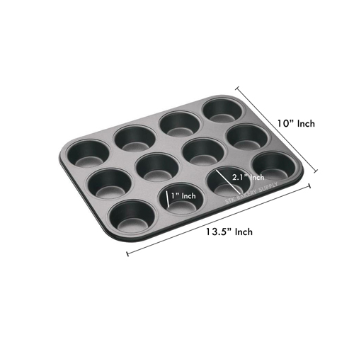 STK CUPCAKE PAN 12HOLES 38.5 x 26 x 2.2CM (H) (1 X 24)