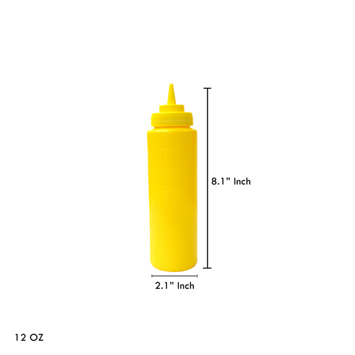 (14-02053-02) PE SQUEEZE BOTTLE,  Ø55 xH206MM,12OZ, YELLOW, JIWINS