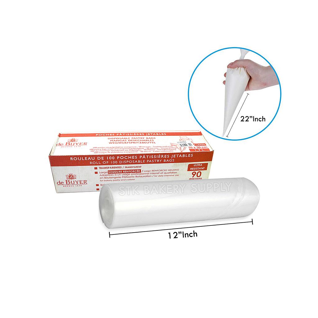 DE BUYER BRAND (209DB-4348.01) POLYETHYLENE DISPOSABLE PASTRY BAGS L55cm,100pcs/ROLL 1ROLL