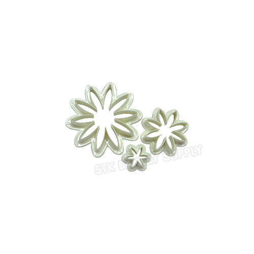 PLASTIC COOKIE CUTTER FLOWER SHAPED 3PCS SET 7*1.5,4.7*1.6,2.7*1.5 (TC2021)