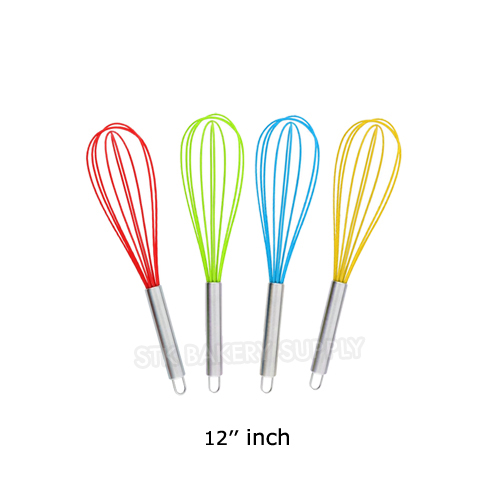 SILICONE WHISK 12&quot; (RED,PINK,BLUE,GREEN,YELLOW,MULTI-COLOR)