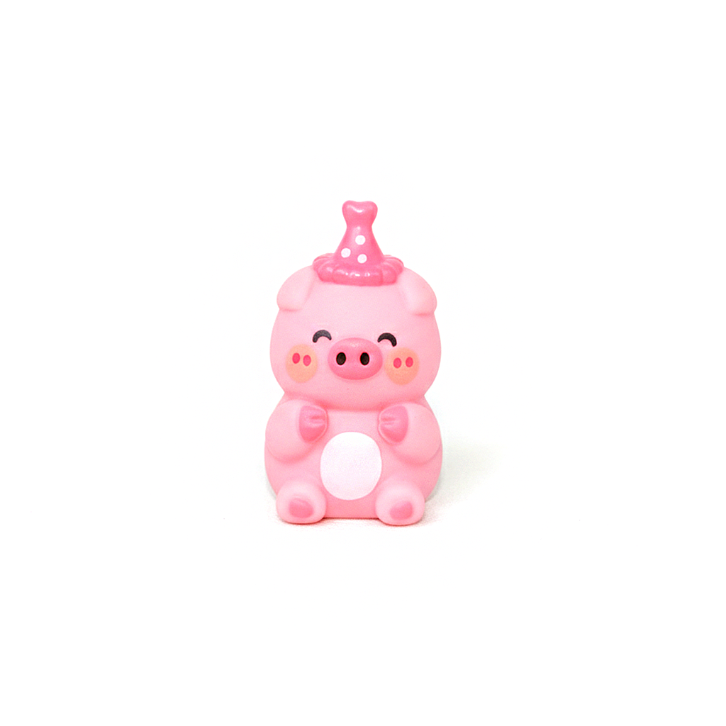 CAKE DECORATION WITH BIRTHDAY HAT BEAR,ELEPHANT, LION, PIG, RABBIT 1 PCS 