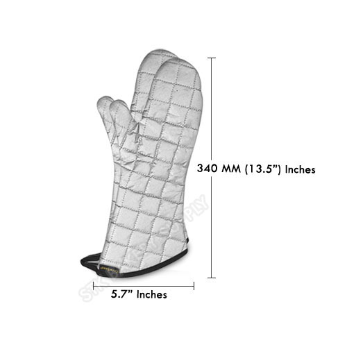 OVEN GLOVE SILVER 13.5&quot; LENGTH 340MM ?100°C COTTON MY54070