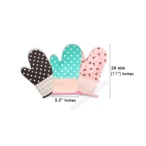 OVEN  MITT- FABRIC BOWKNOT,RED,BLACK DOT,CANDY BLUE,PINK-18x28CM
