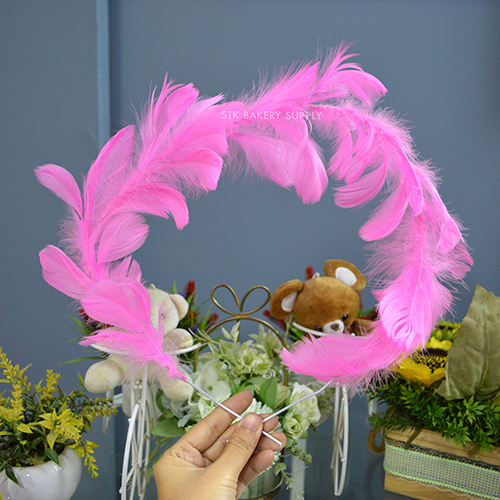 PINK PLUMAGE DESIGN CAKE TOPPER 1PC