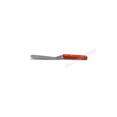 ANGLED SPATULA S/S+WOOD HANDLE 6&quot;