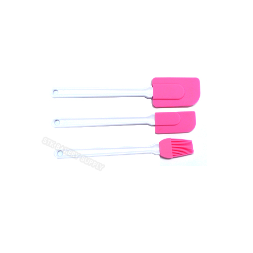 SILICON 2 SPACULA, 1 BRUSH 3PCS SET (24.5x5.5/23.5x3.5/22x3CM) 8363 (1 x 300)