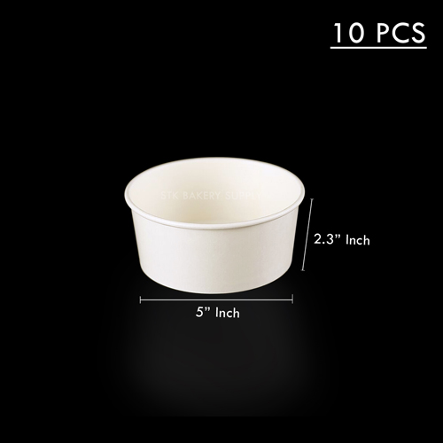 DISPOSABLE BOWL WHITE PAPER WITH LID 750ML(JH-H-750B(S)) (150) 10PCS (1x30)