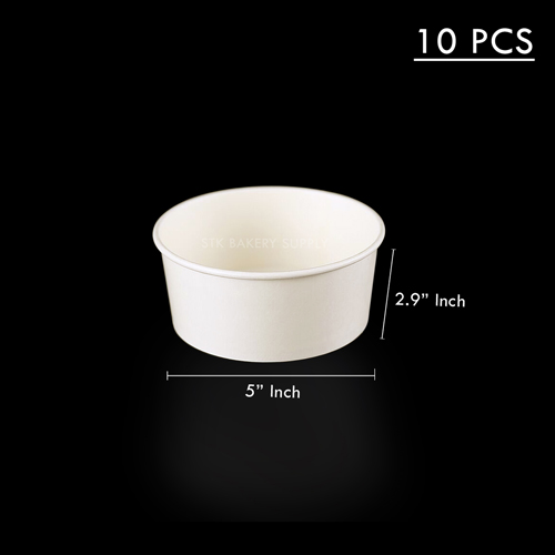 DISPOSABLE BOWL WHITE PAPER WITH LID 1000ML(JH-H-1000B(M))(150) 10PCS (1x30)