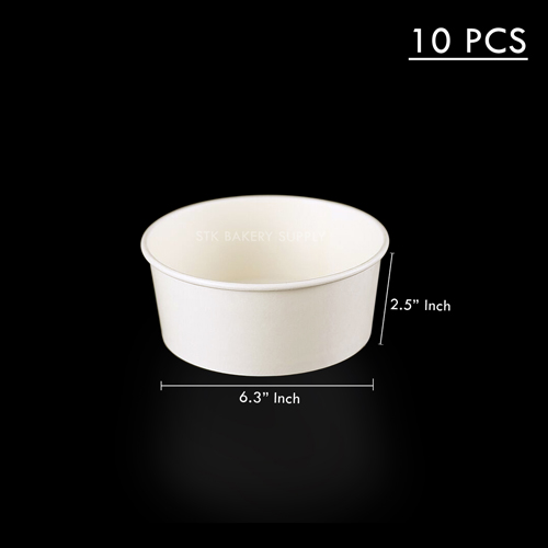 DISPOSABLE BOWL WHITE PAPER WITH LID 1300ML(JH-H-1300B(XL)) (185) 10PCS (1x30)