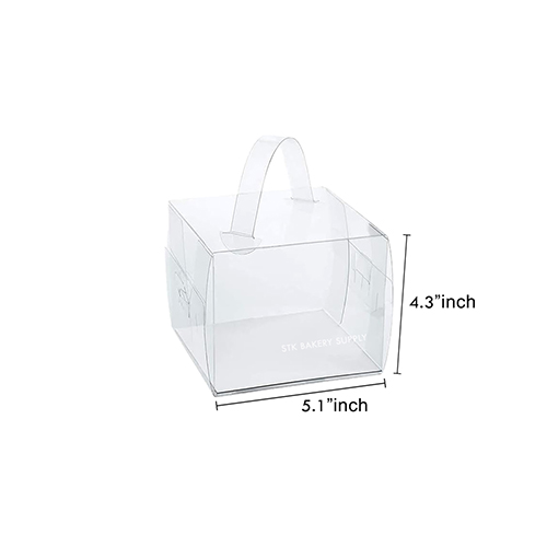 CAKE BOX WITH HANDLE TRANSPARENT (4"CAKE) 13X13X10.5CM 