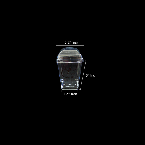 SQUARE MOUSSE CUP WITH LID AND SPOON 150ML 58x75MM FB60077 5PCS