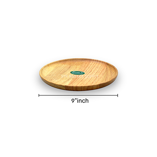 ROUND WOOD PIZZA PLATE BOWL PLATTER 9"