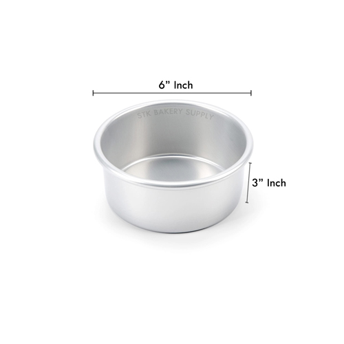 ALUMINIUM ROUND CAKE MOLD FIXED BOTTOM 6&quot; 169x140x75mm 8653, M-6 (1 x 100)
