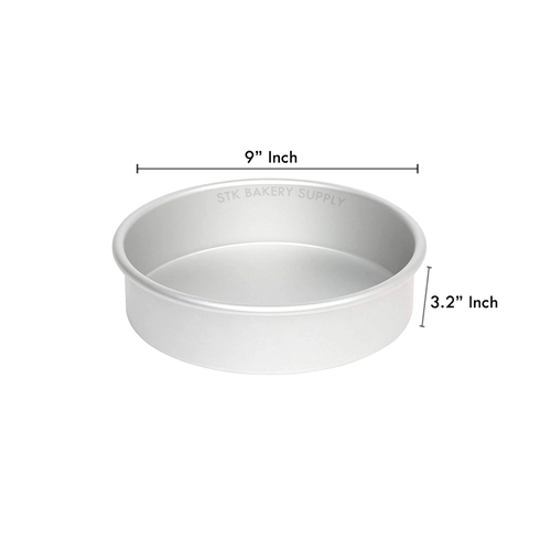 ALUMINIUM ROUND CAKE MOLD FIXED BOTTOM 9&quot; 245x215x83mm 8656, M-9 (1 x 50)