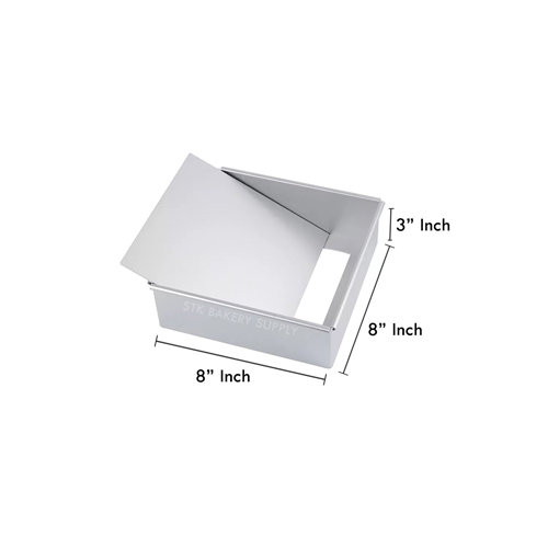 ALUMINIUM SQUARE CAKE MOLD (REMOVABLE) 8&quot; 215x215x75mm 127-0038 (1 x 20)