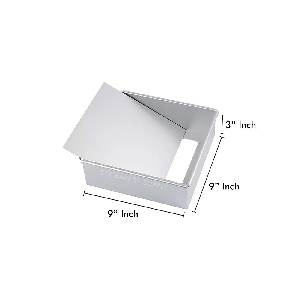 ALUMINIUM SQUARE CAKE MOLD (REMOVABLE) 9&quot; 240x240x80 127-0039 (1 x 10)