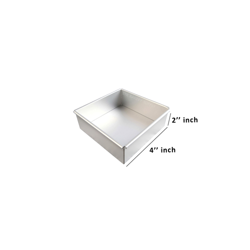 ALUMINIUM SQUARE CAKE MOLD FIXED BOTTOM 4&quot; 110x110x50mm 127-0041 (1 x 100)