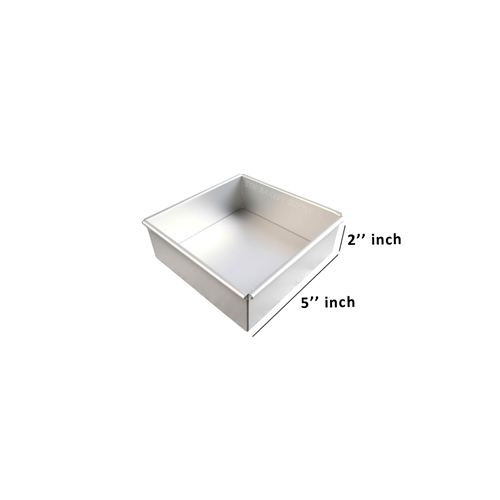 ALUMINIUM SQUARE CAKE MOLD FIXED BOTTOM 5" 140x140x50mm 127-0042 (1 x 50)