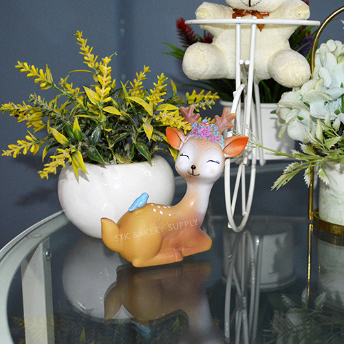 CAKE DECORATION GOLDEN DEER SMILING &amp; BLINKING (FLOWER) 1PCS