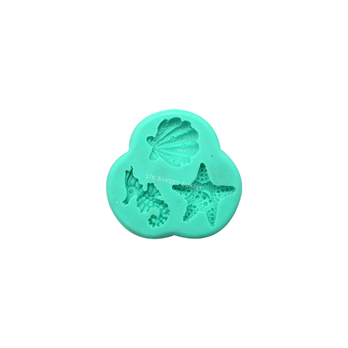 SILICON SEA HORSE,SEA SHELL,STARFISH SHAPE MOULD 9x1.6CM 194764