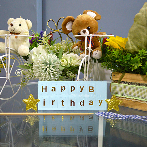 HAPPY BIRTHDAY PINK &amp; BLUE CAKE TOPPER 1PC