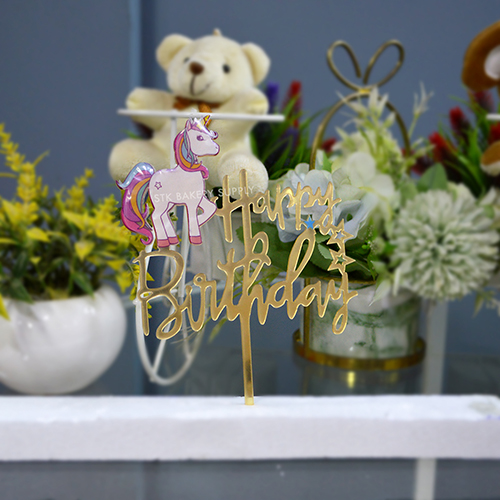 HAPPY BIRTHDAY WITH UNICORN CAKE TOPPER