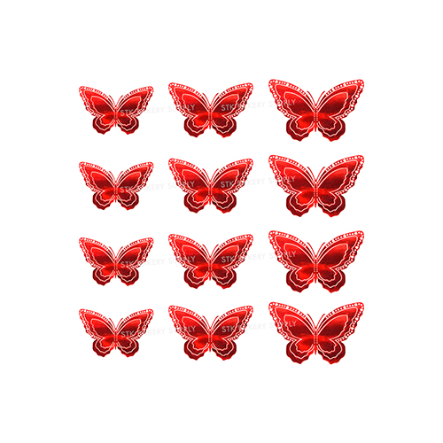 CAKE DECORATION 3 LAYER  BUTTERFLY (12PCS)