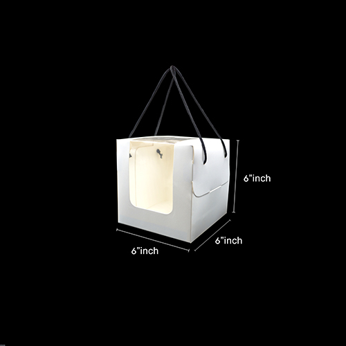 CAKE BOX WITH WINDOW WITH HANDLE STRING (4"CAKE) (CB R-0028)WS