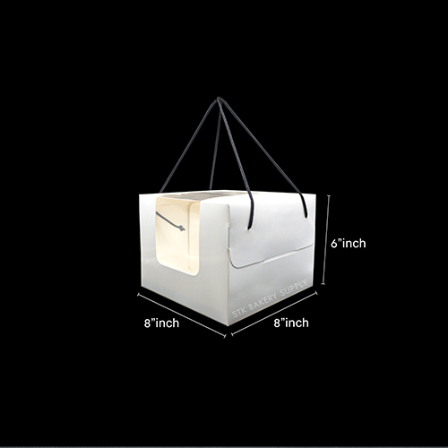 CAKE BOX WITH WINDOW WITH HANDLE STRING (6"CAKE) (CB R-0029)WS