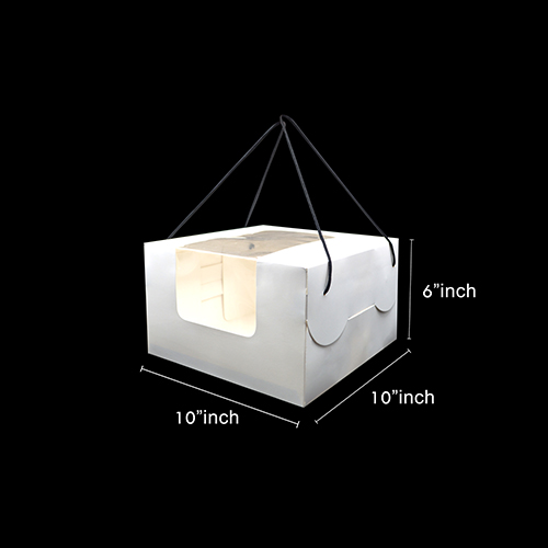 CAKE BOX WITH WINDOW WITH HANDLE STRING (8"CAKE) (CB R-0030)WS