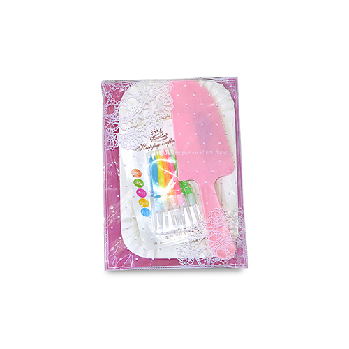 PAPER PLATE SET SQUARE 5PCS (4 ITEM) (PLATE, KNIFE, FORK, CANDLE) (1X400)