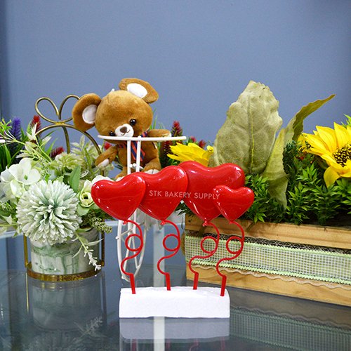 CAKE DECORATION HEART PLASTIC DESIGN (4PCS)