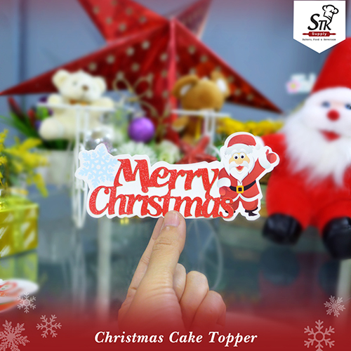 MERRY CHRISTMAS CAKE TOPPER 1PC