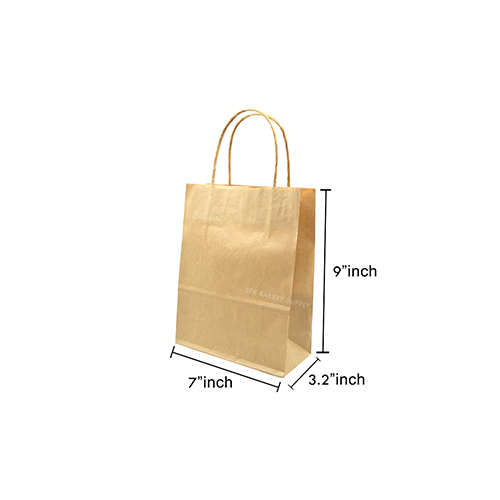 FOOD PAPER BAG WITH HANDLE KHAKI 225x175x80MM SB D-5 (FBA-00035) 1PC (1 x 500)