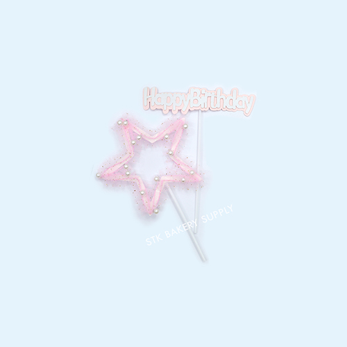 CAKE TOPPER LACE STAR &amp; HBD NO1746