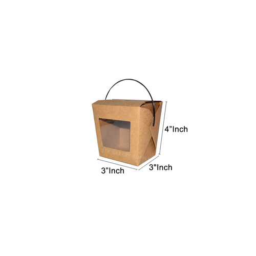 CAKE BOX KRAFT PAPER WITH HANDLE 100x80x65MM 1PC (WIP00241)