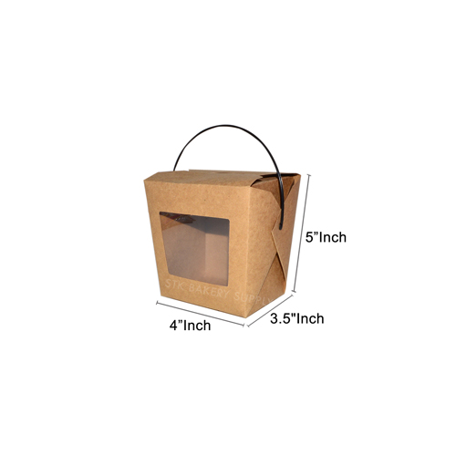 CAKE BOX KRAFT PAPER WITH HANDLE 130x105x80MM 1PC (WIP-00243/RAC-00010)