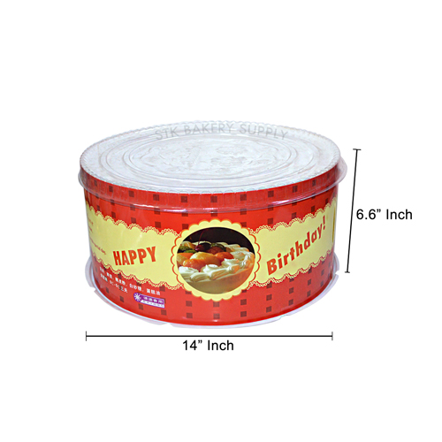 CAKE BOX (WITH RIBBON) ROUND 36CM (CHINA) WS