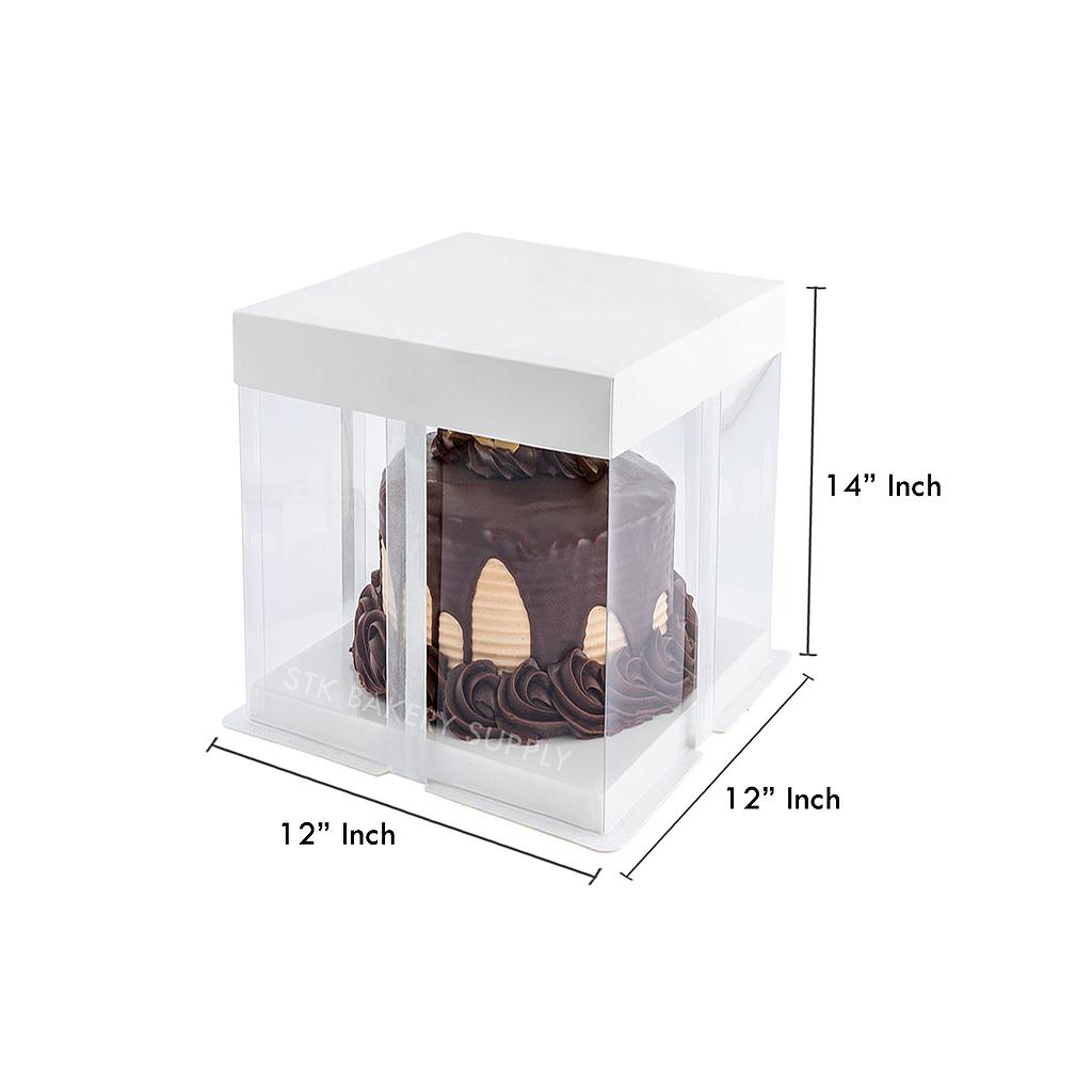 PLASTIC CAKE BOX TRANSPARENT (10&quot; 3LAYER) 32x32x35CM