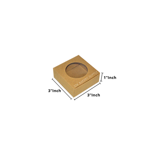 CAKE BOX KRAFT PAPER 70x70x30 MM K(BOX-00009) 1PC (1x300)