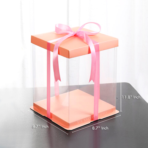 PLASTIC CAKE BOX TRANSPARENT (6&quot; 3LAYER) 22x22x32CM