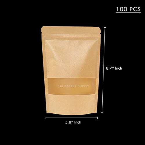 PAPER BAG WINDOW WITH ZIP 15*22*3.5CM (PK 4091) 100PC