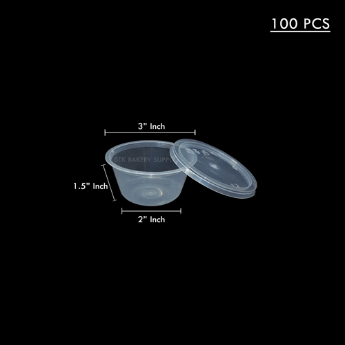 PLASTIC PUDDING CUP SMALL WITH LID (M S W-1) 100PCS