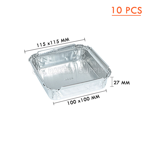 ALUMINIUM CUP SQUARE WITH LID (1057) SS-4009 (115 x 115) x (100x 100) x 30MM, 235ML 10PCS (1 x 32) WS