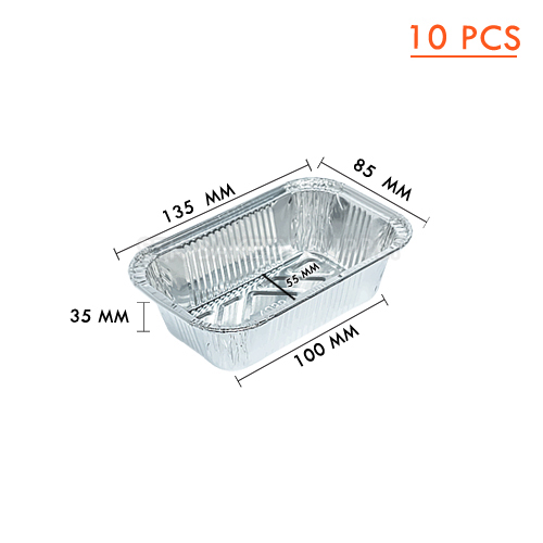 ALUMINIUM CUP RECTANGULAR WITH LID (0254) SS-4032 (135 x 85) x (100 x 55) x 40MM, 215ML 10PCS (1 x 40) WS