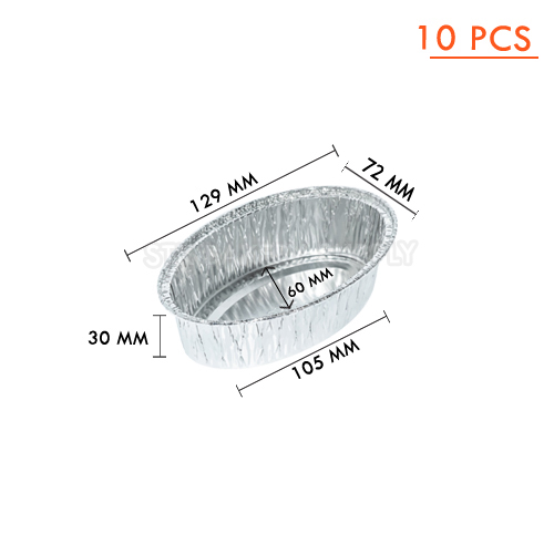 ALUMINIUM CUP-OVAL WITH LID-SS-6002-(80x120)x(60x110)x35mm-210ml-10 pcs(1 x 48)