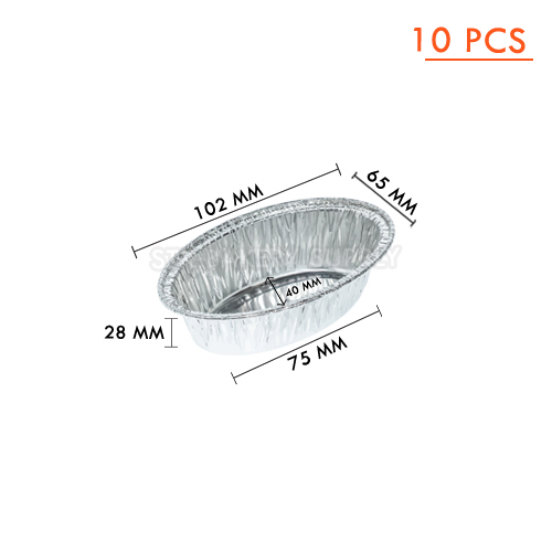 ALUMINIUM CUP-OVAL WITH LID-SS-6003-(102x65)x(75x40)x28mm-90ml-10 pcs(1 x70) WS